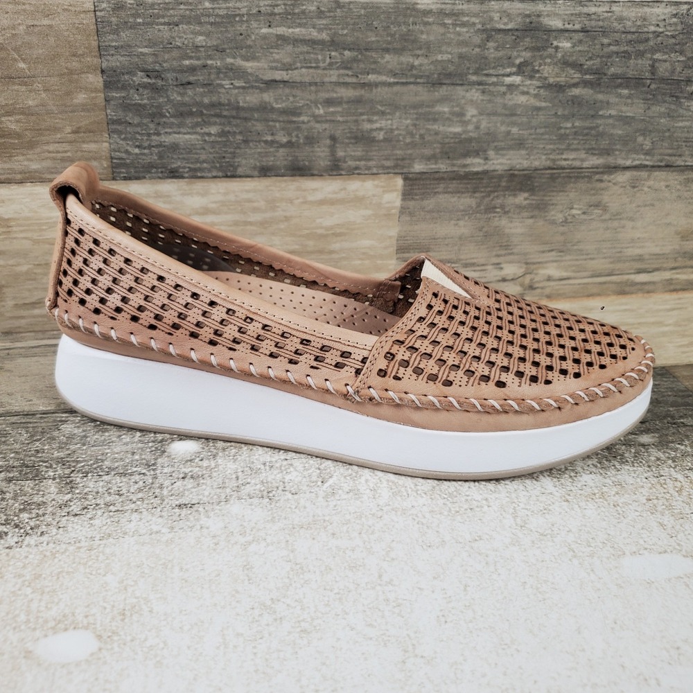 Spring Step Emerson Womens Shoes Sz 8.5 Tan Leather Slip On Round Toe Comfort
